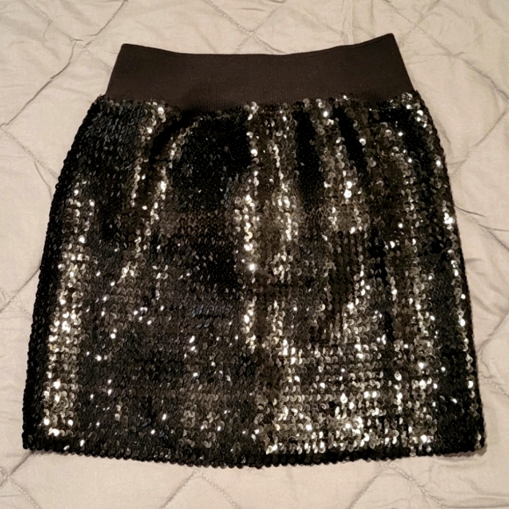 Frederick's of Hollywood Black Sequin Mini Skirt